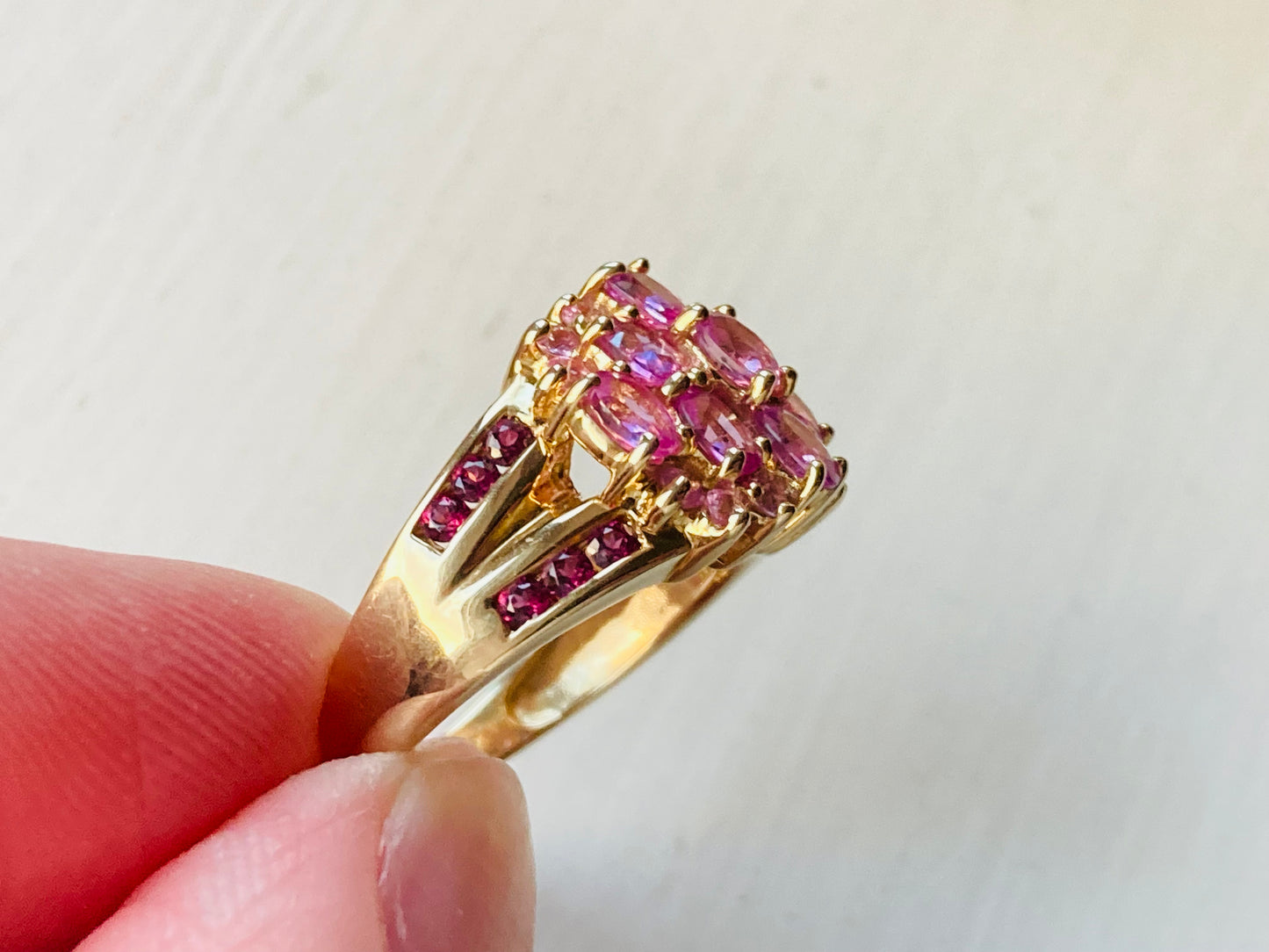 9ct Gold Pink Sapphire & Pink Tourmaline Ring