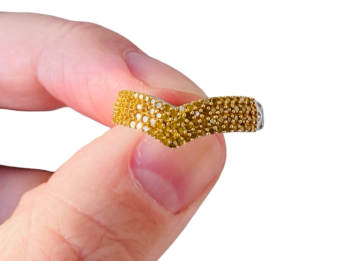9ct Gold Yellow Diamond Wishbone Ring