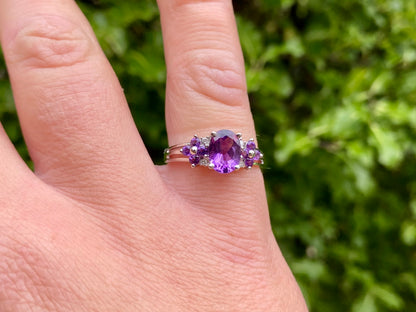 9ct Gold Amethyst & Diamond Ring