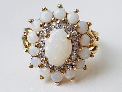 9ct Gold Opal & Diamond Ring