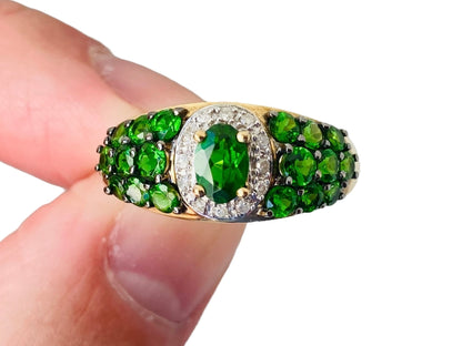 9ct Gold Diopside & Diamond Ring