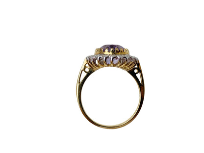 9ct Gold Amethyst & Diamond Ring