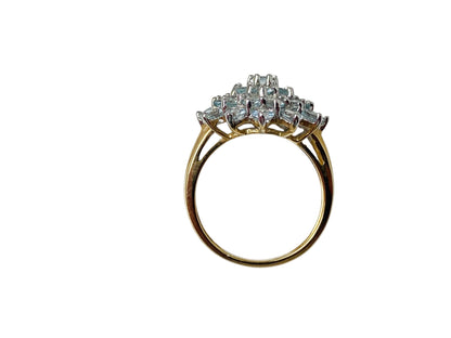 9ct Gold Aquamarine Cluster Ring