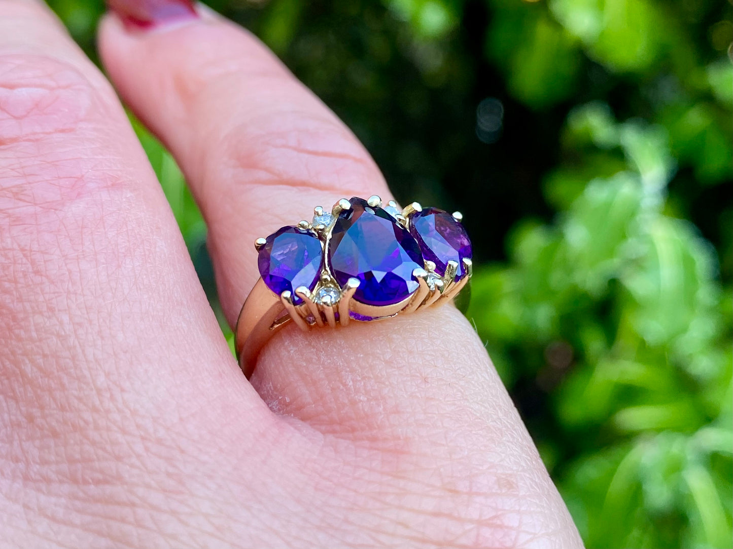 14ct Gold Amethyst & Diamond Ring