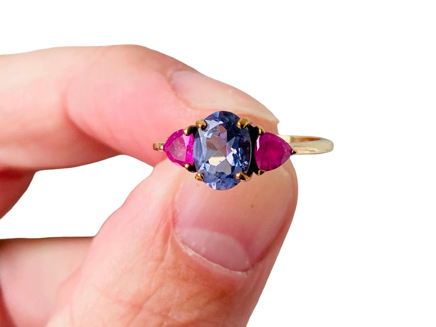 9ct Gold Iolite & Pink Sapphire Ring