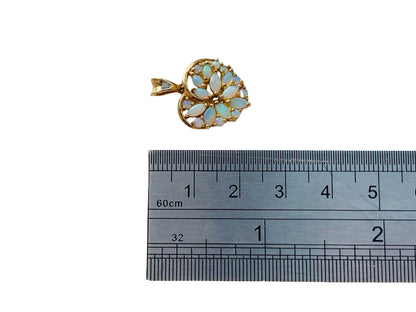 9ct Gold Opal & Diamond Heart Pendant