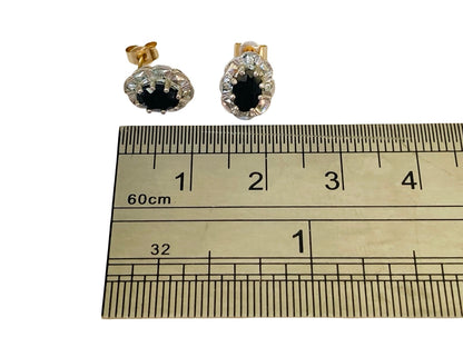 Vintage 9ct Gold Sapphire & Diamond Earrings