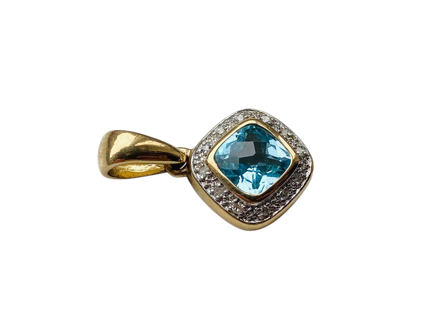 9ct Gold Topaz & Diamond Pendant