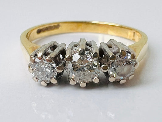 Vintage 18ct Gold Three-Stone Diamond Ring