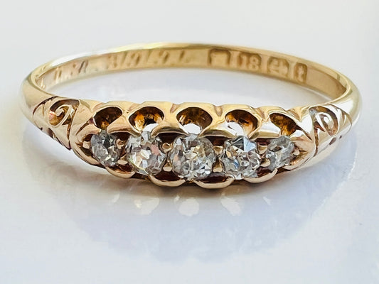 Antique 18ct Gold Five-Stone Diamond Ring
