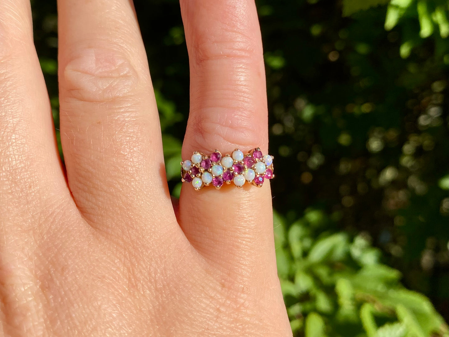 14ct Gold Ruby & Opal Ring