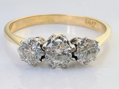 Vintage 18ct Gold Three-Stone Diamond Ring