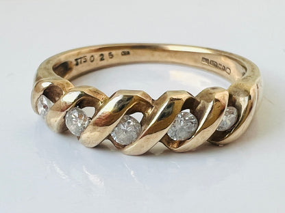 Vintage 9ct Gold Five-Stone Diamond Ring