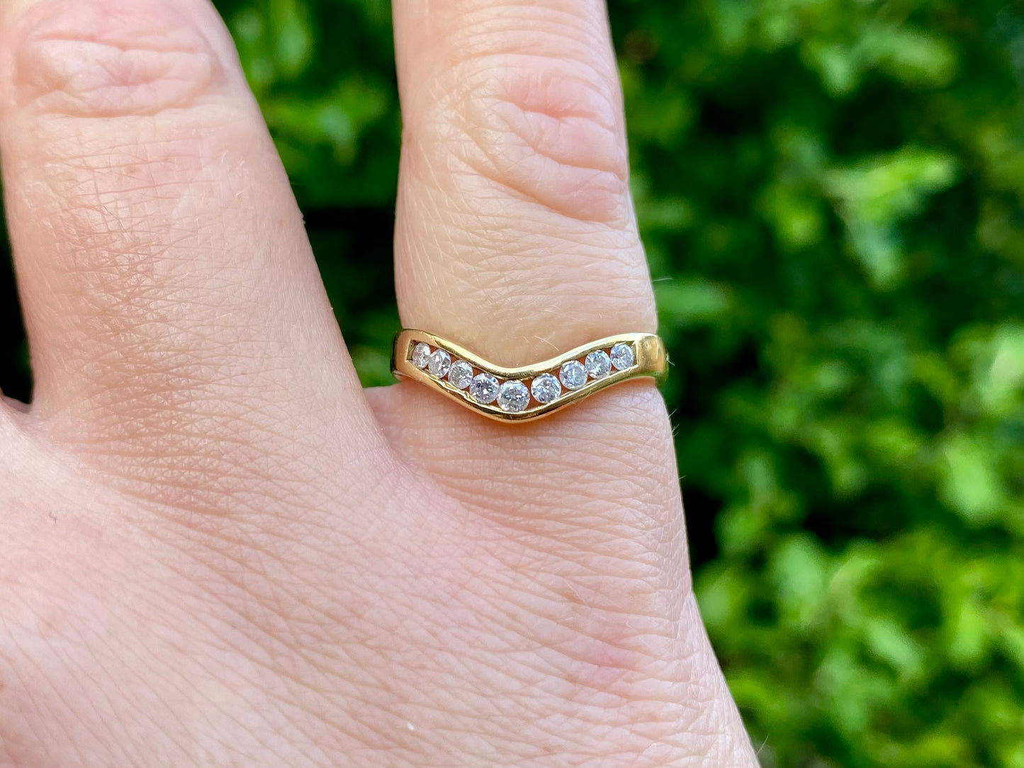 18ct Gold Diamond Wishbone/Chevron Ring