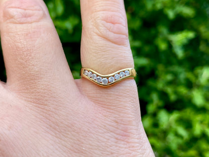 18ct Gold Diamond Wishbone/Chevron Ring