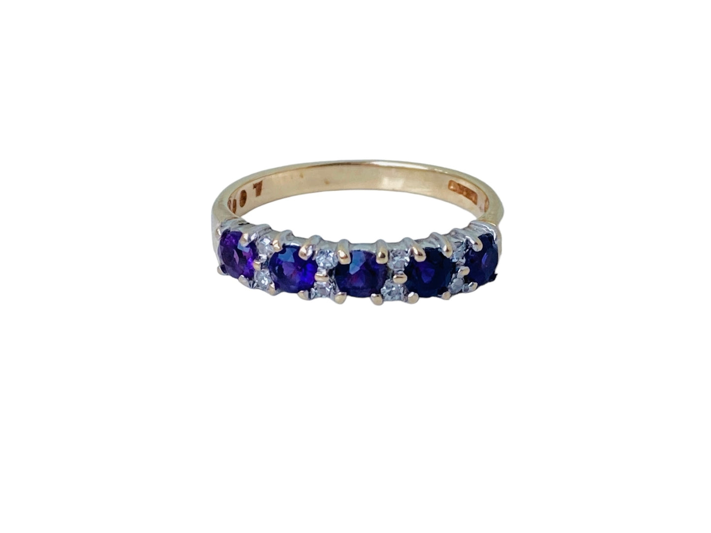 9ct Gold Amethyst & Diamond Ring