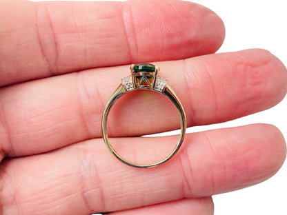 9ct Gold Diopside & Diamond Ring