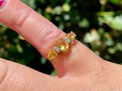 9ct Gold Citrine & Diamond Ring