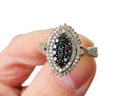 9ct Gold Black & White Diamond Ring