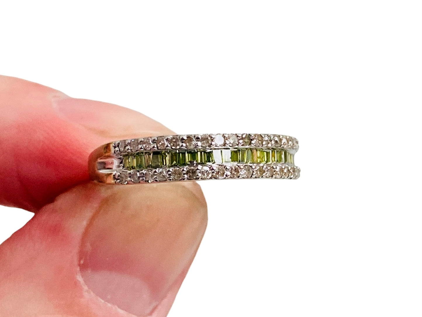 9ct Gold Green & White Diamond Ring