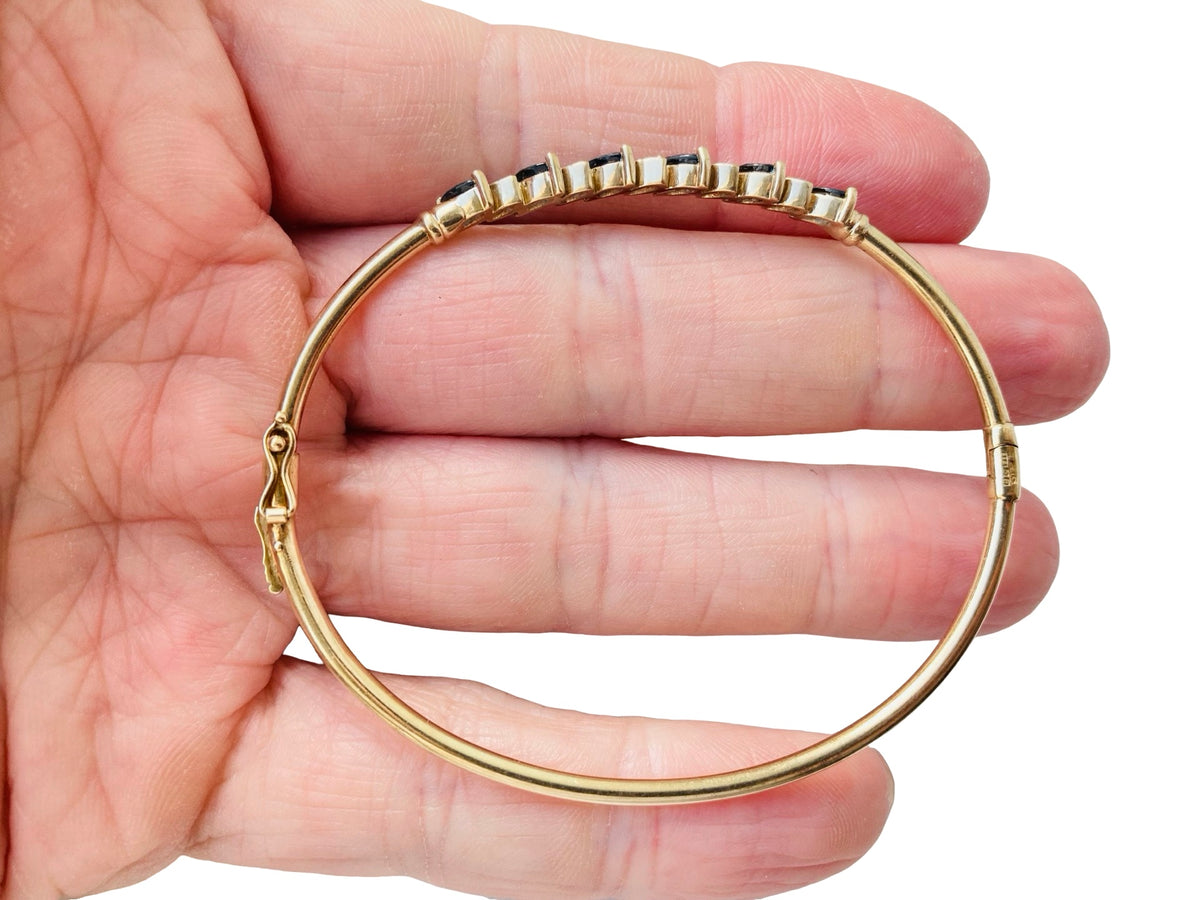 9ct Gold Sapphire & Diamond Bangle