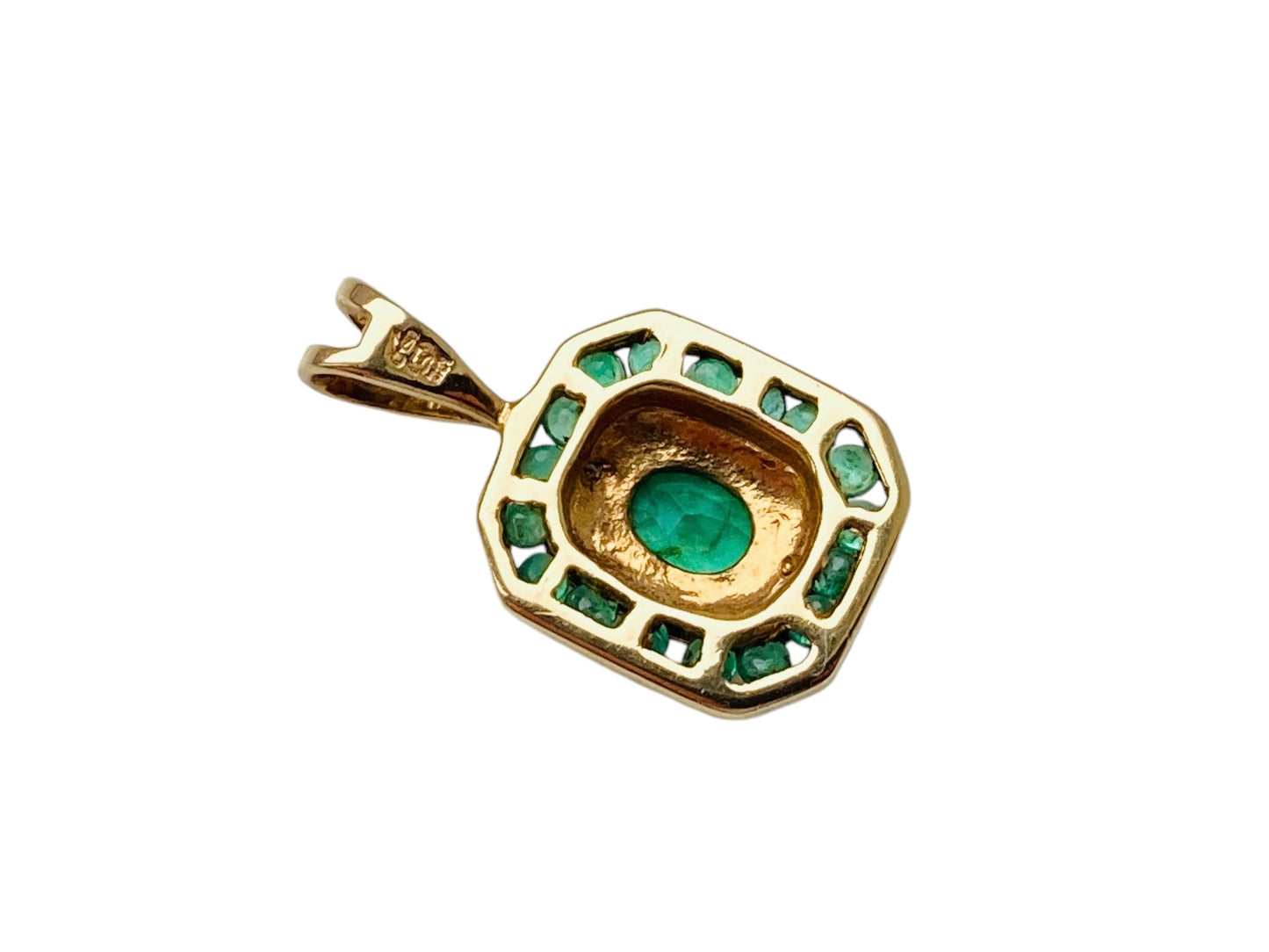 9ct Gold Emerald & Diamond Pendant