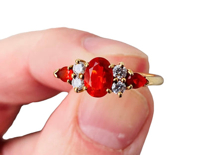 18ct Gold Fire Opal & Diamond Ring
