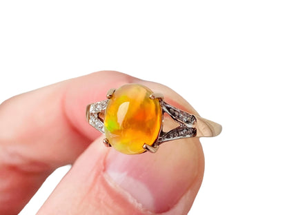 9ct Gold Opal & Diamond Ring