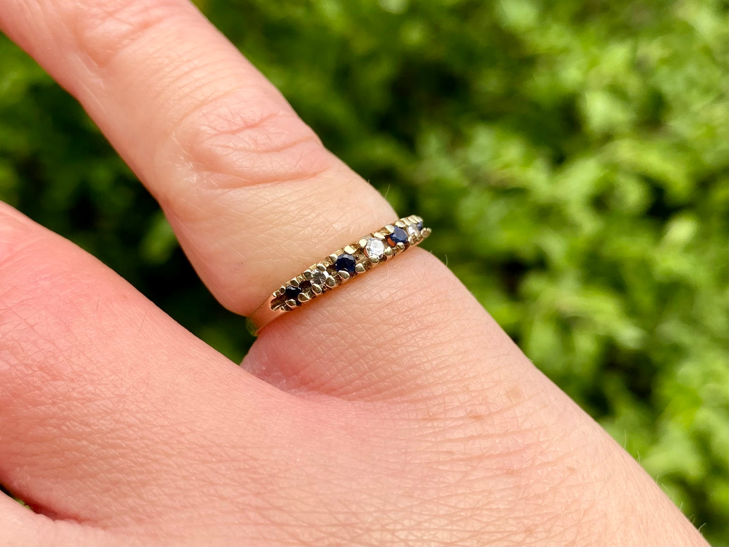 Vintage 9ct Gold Sapphire & Diamond Ring