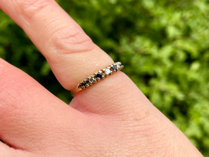 Vintage 9ct Gold Sapphire & Diamond Ring
