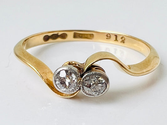 Antique 18ct Gold Two-Stone Diamond Toi Et Moi Ring