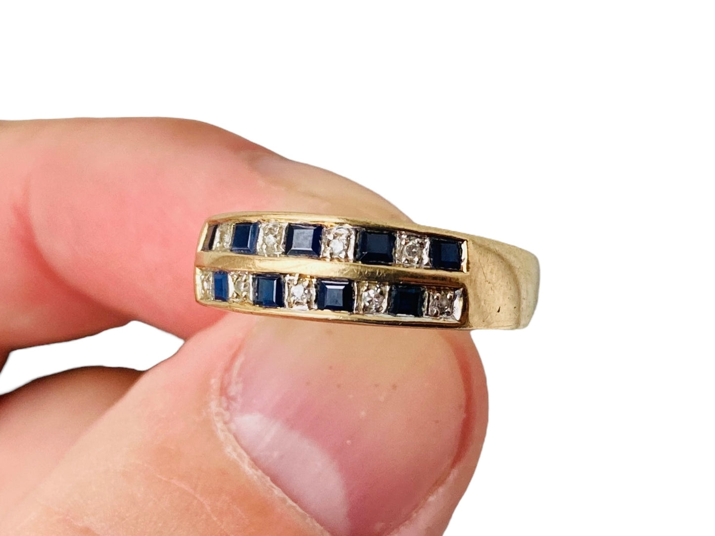 Vintage 9ct Gold Sapphire & Diamond Ring