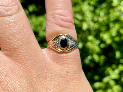 Vintage 9ct Gold Sapphire & Diamond Ring