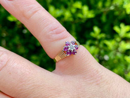 Vintage 9ct Gold Ruby & Diamond Ring
