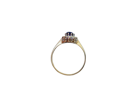 Vintage 9ct Gold Amethyst & Diamond Ring