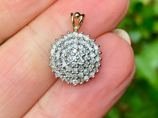 9ct Gold Diamond Cluster Pendant