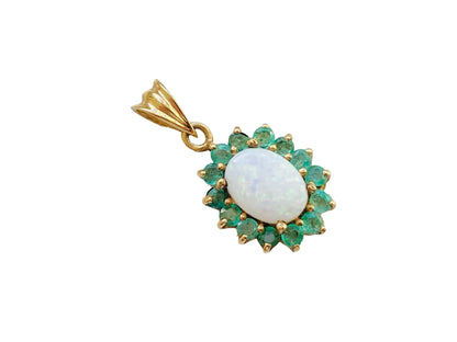 9ct Gold Opal & Emerald Pendant