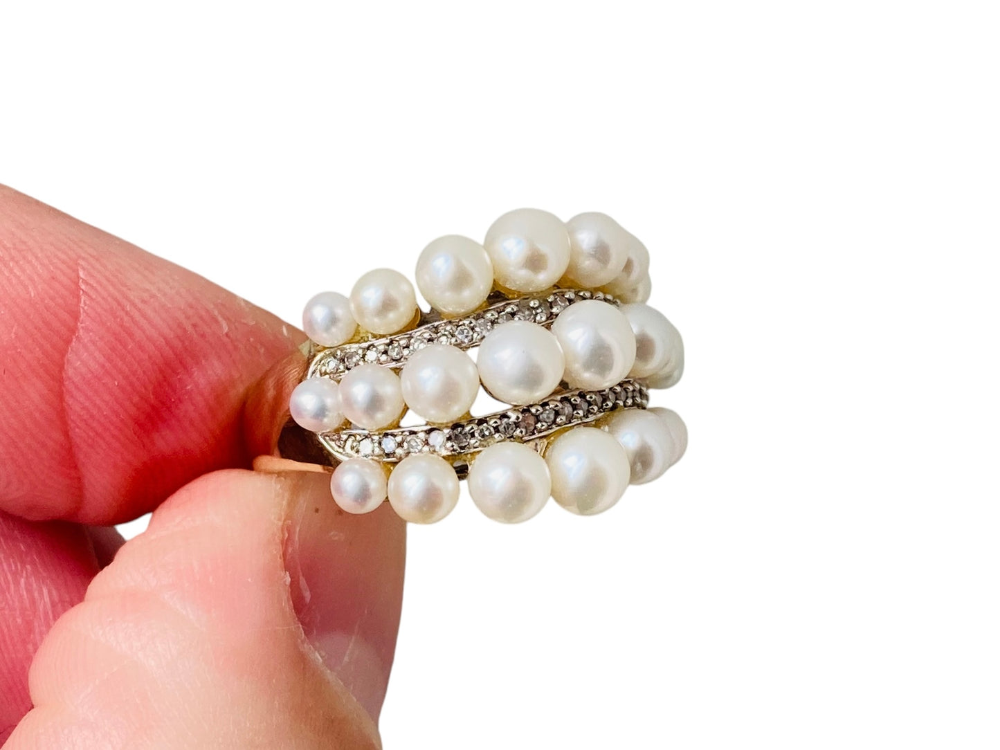 9ct Gold Pearl & Diamond Ring