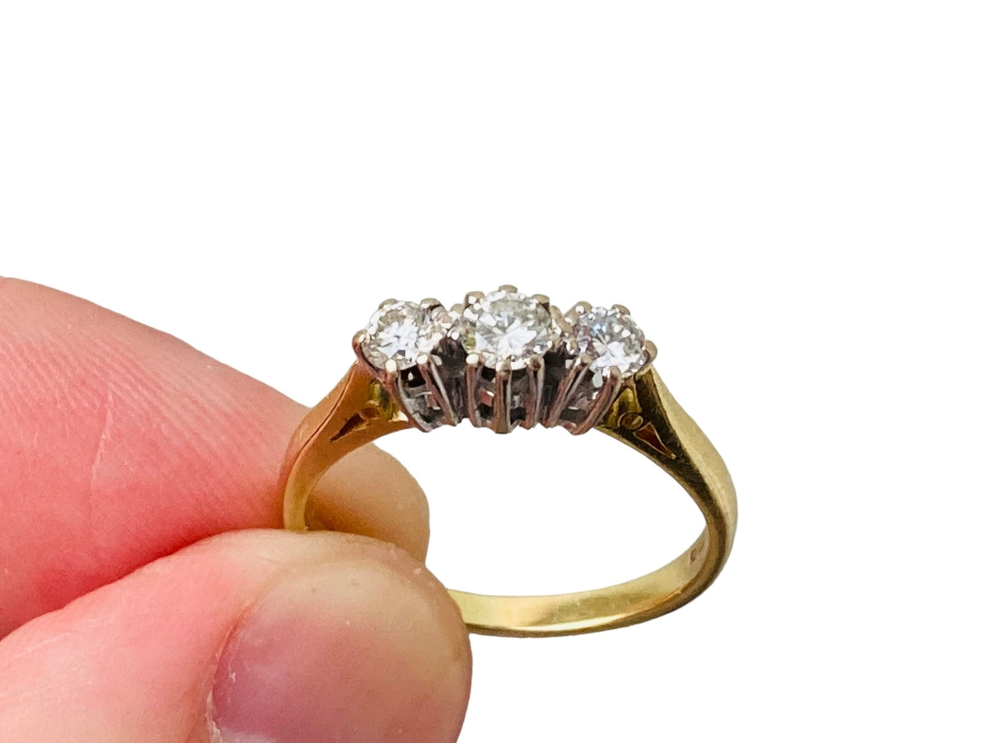 Vintage 18ct Gold 0.51ct Diamond Three Stone Ring