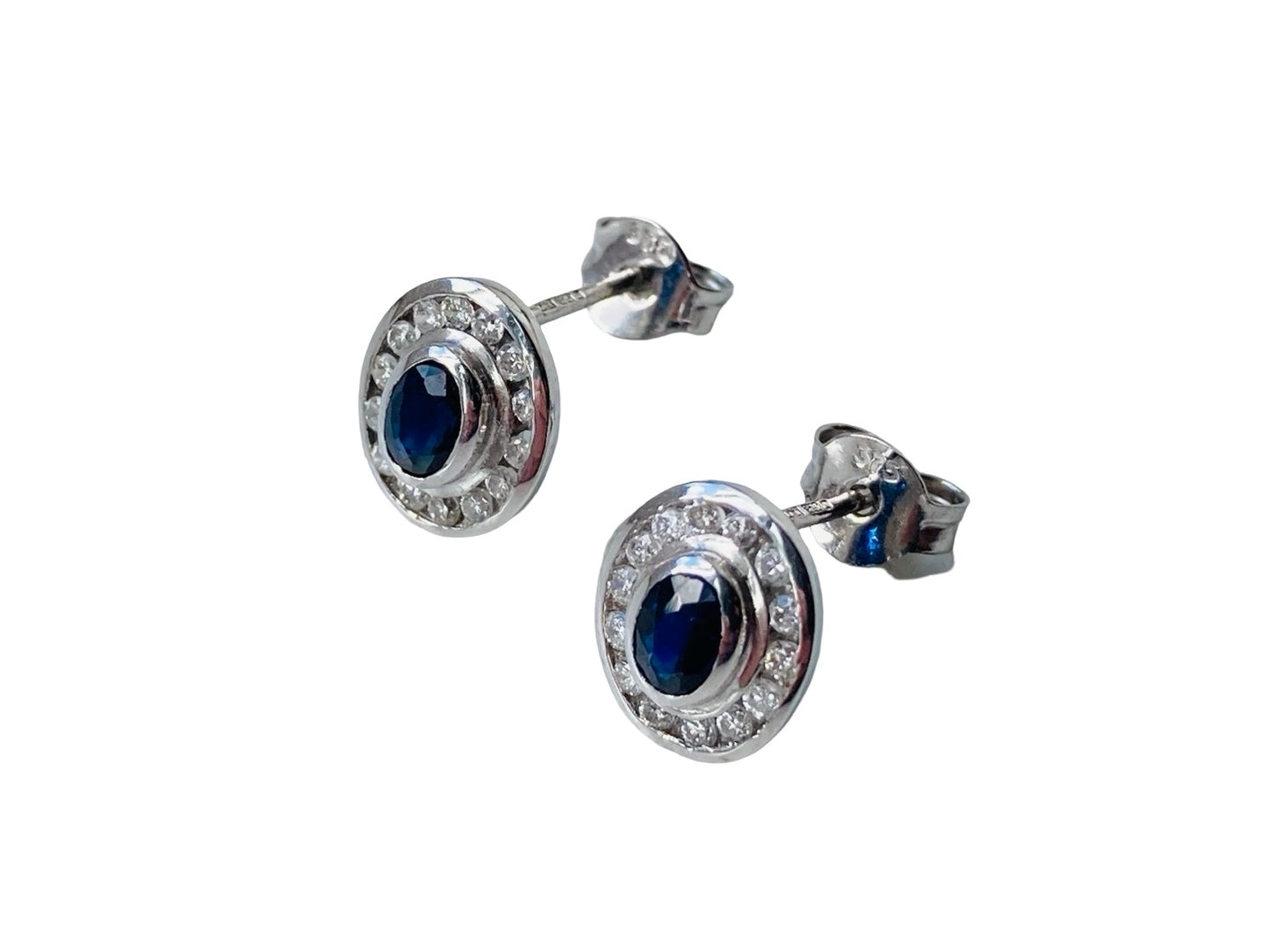 9ct Gold Sapphire & Diamond Earrings
