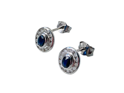 9ct Gold Sapphire & Diamond Earrings