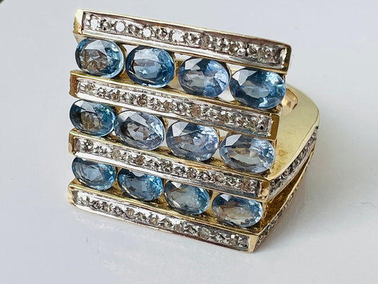 9ct Gold Sapphire & Diamond Ring