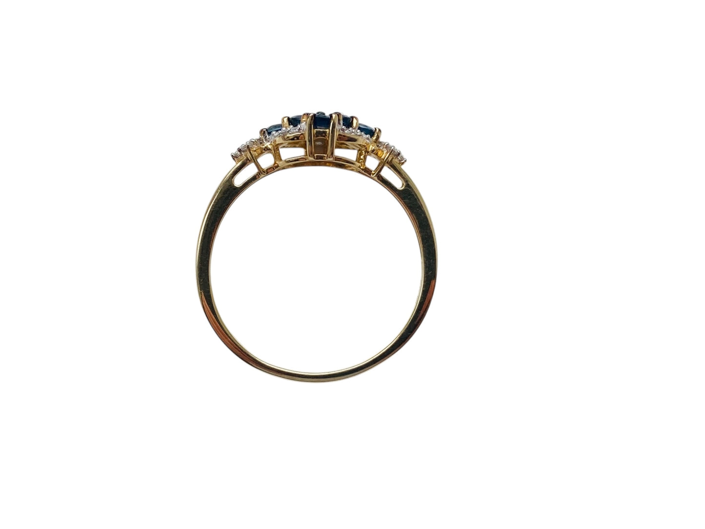 9ct Gold Sapphire & White Zircon Ring