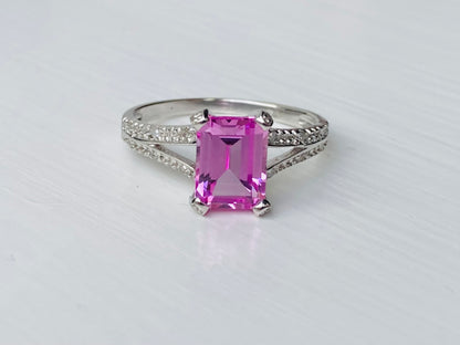 9ct Gold Pink Topaz & Diamond Ring