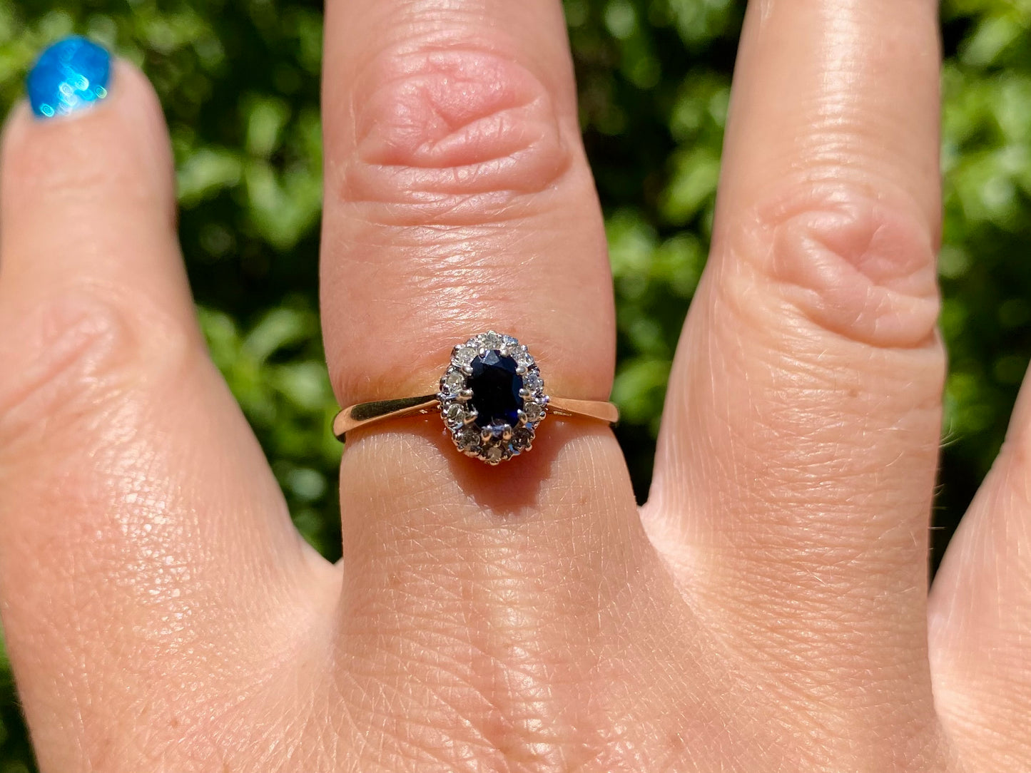 Vintage 9ct Gold Sapphire & Diamond Ring