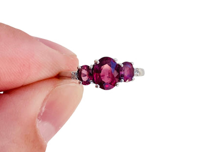 9ct Gold Rhodolite Garnet & Diamond Ring