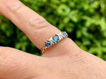 9ct Gold Sapphire & Diamond Ring
