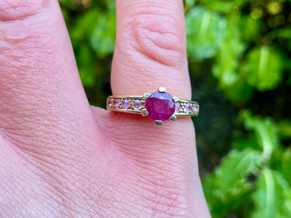 9ct Gold Ruby & Pink Sapphire Ring