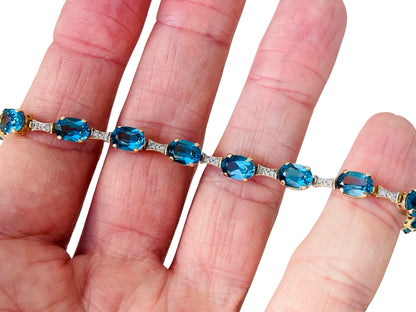 Vintage 10ct Gold Topaz & Diamond Bracelet