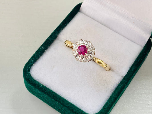 18ct Gold Ruby & Diamond Ring